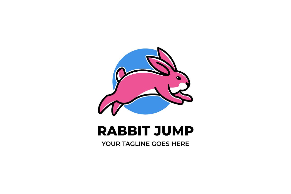 Pink Rabbit Jump Cartoon Logo cover image.