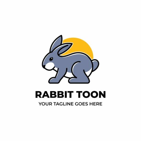 Grey Rabbit Cartoon Logo Template cover image.