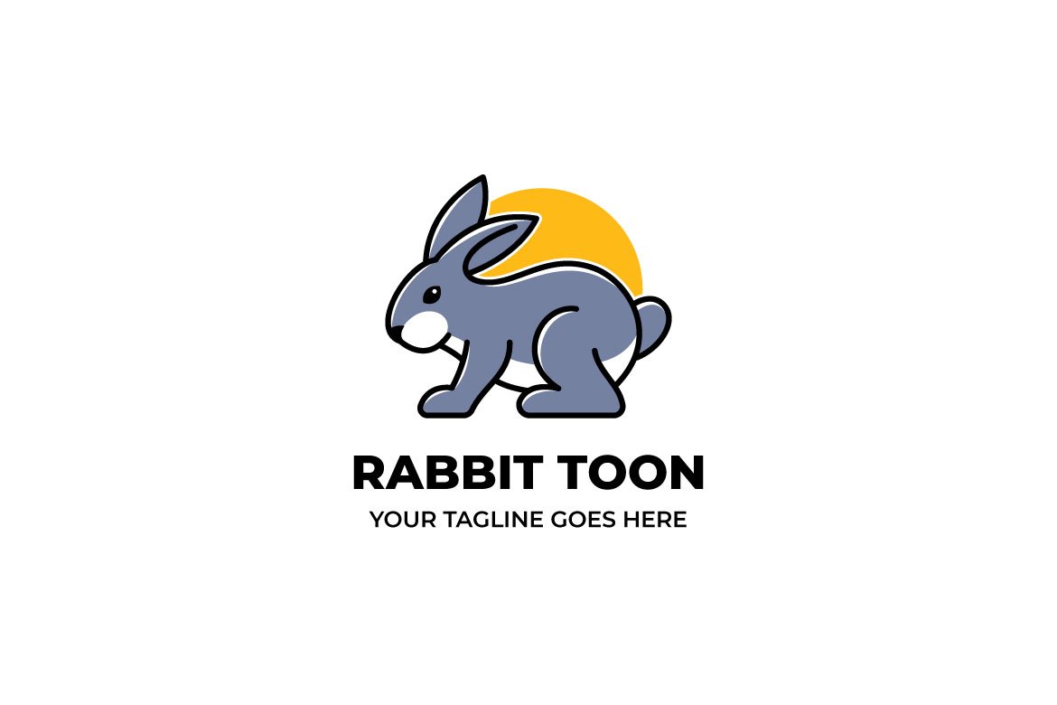 Grey Rabbit Cartoon Logo Template cover image.