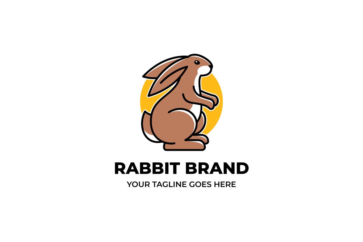 Brown Rabbit Cartoon Logo Template cover image.