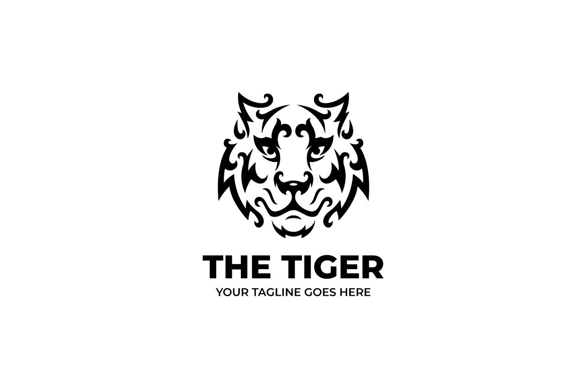 Minimalist Tiger Head Logo Template cover image.