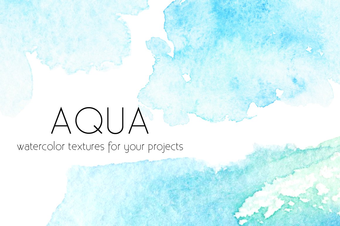 Aqua Watercolor Textures Vector&PNG preview image.