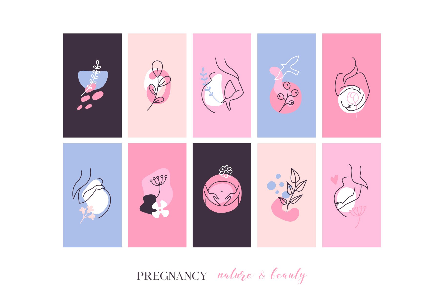 Pregnancy Motherhood Vector Set preview image.