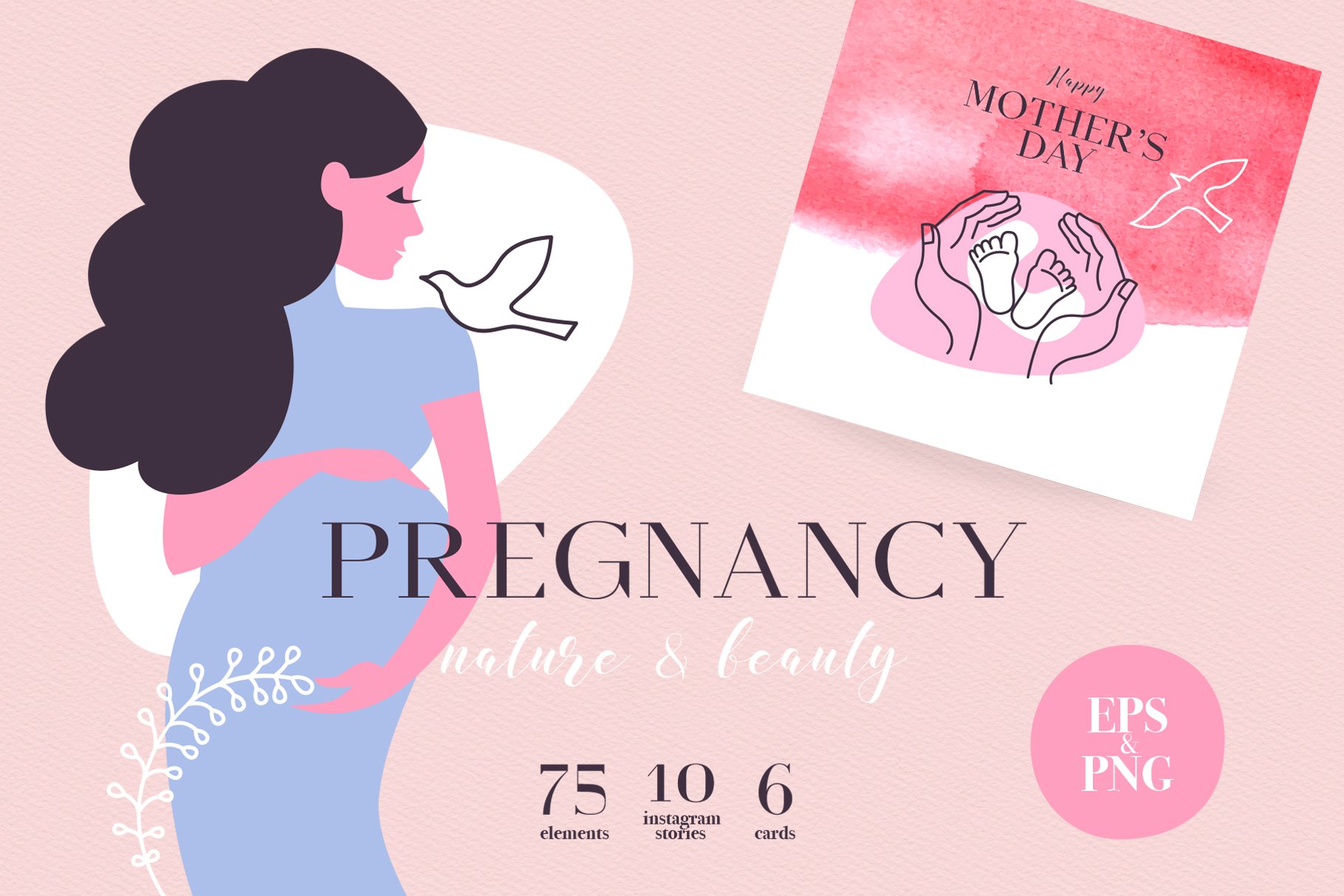 Pregnancy Motherhood Vector Set cover image.