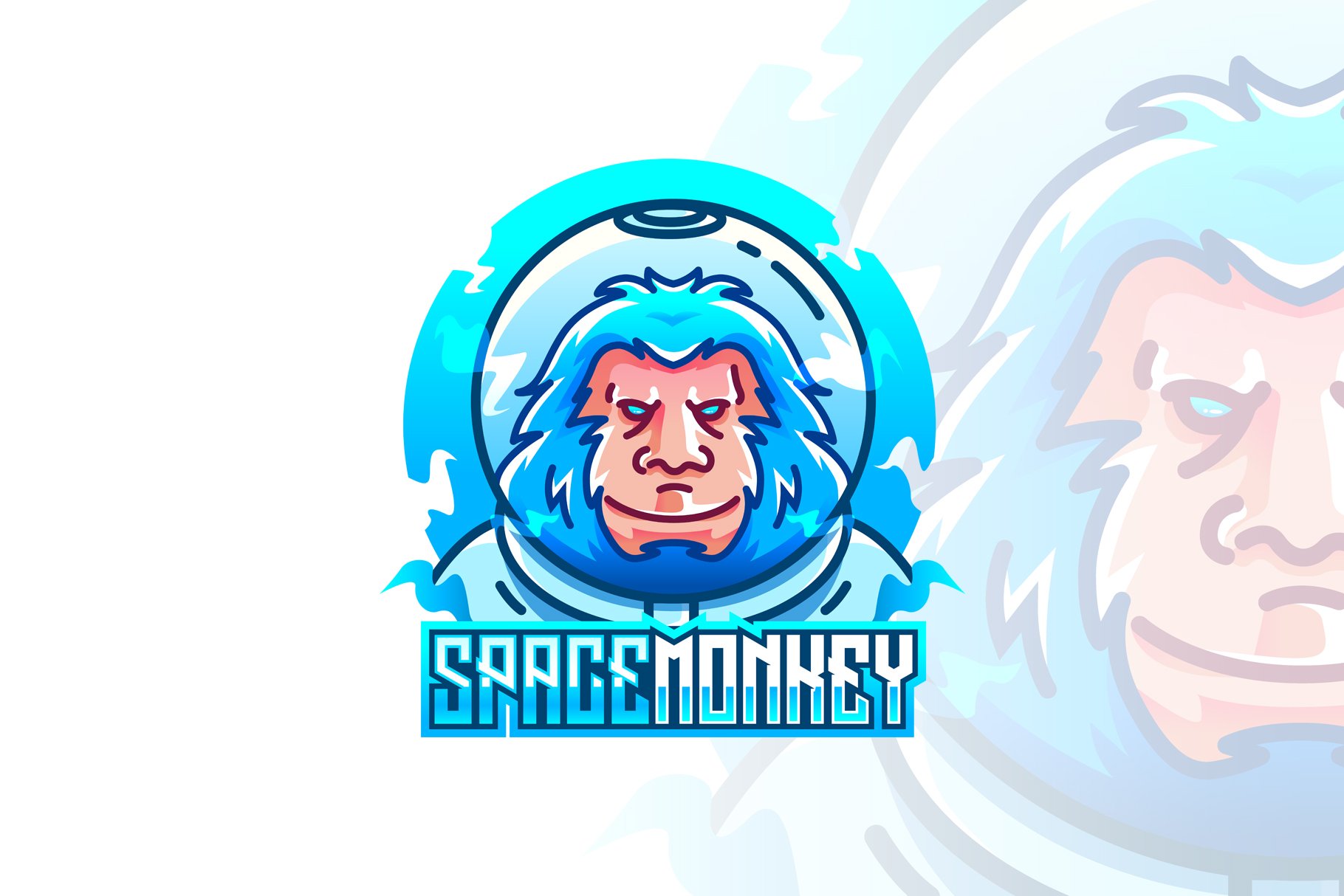 Space Monkey E-Sport Logo Template cover image.