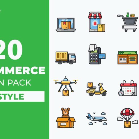 E-commerce icons pack cover image.