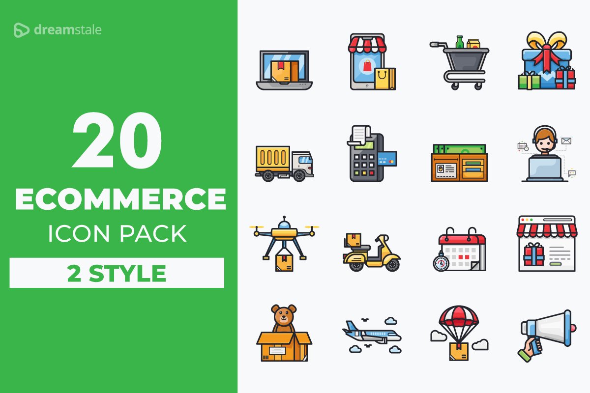 E-commerce icons pack cover image.