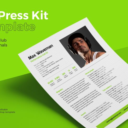 DJ Press Kit / Resume template cover image.