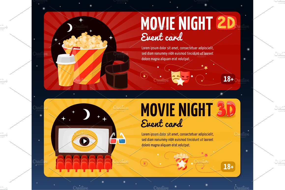 Cinema Flat Icons Set preview image.