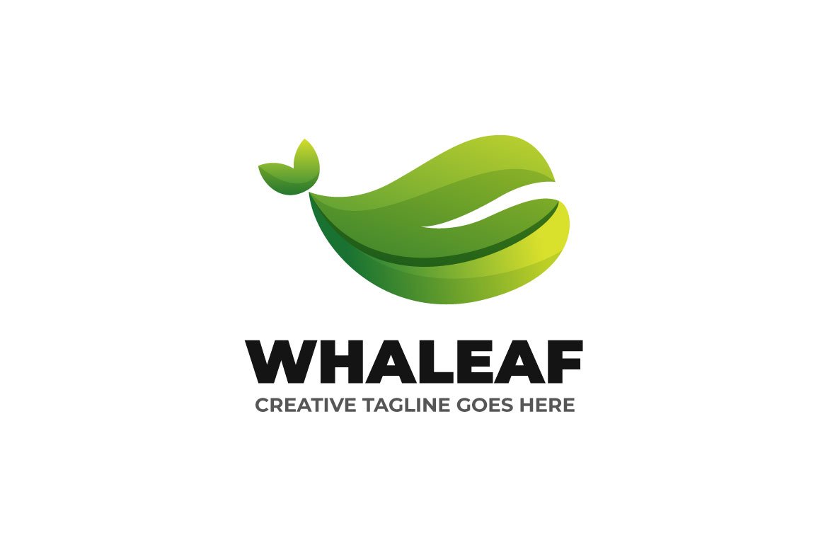 Whale Leaf Gradient Logo Template cover image.