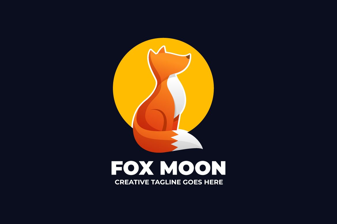 Fox Moon Gradient Logo Template cover image.