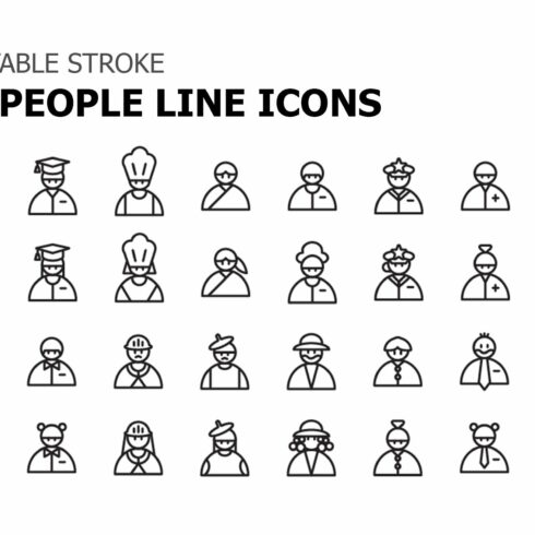 30 people line icons cover image.
