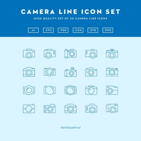 Camera Line Icon Set cover image.