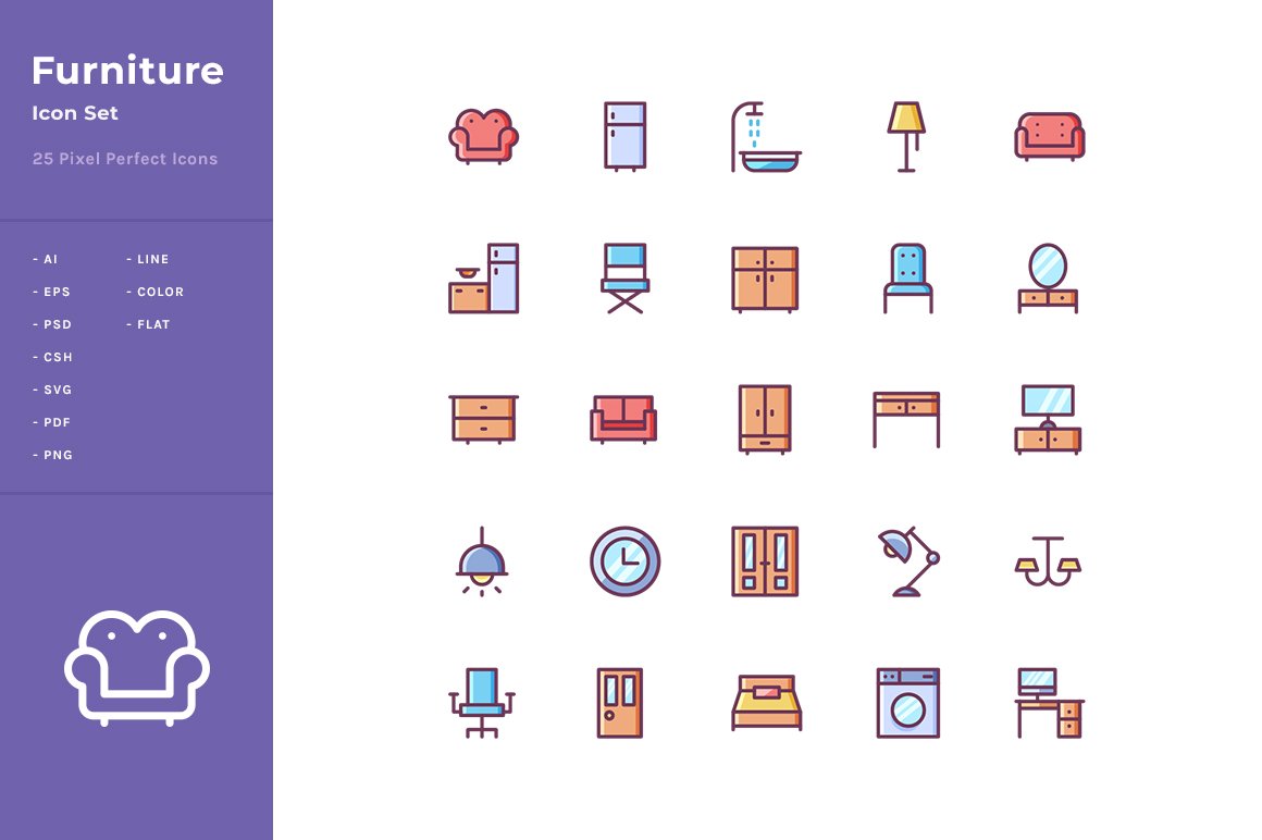 Furniture Icon Set preview image.