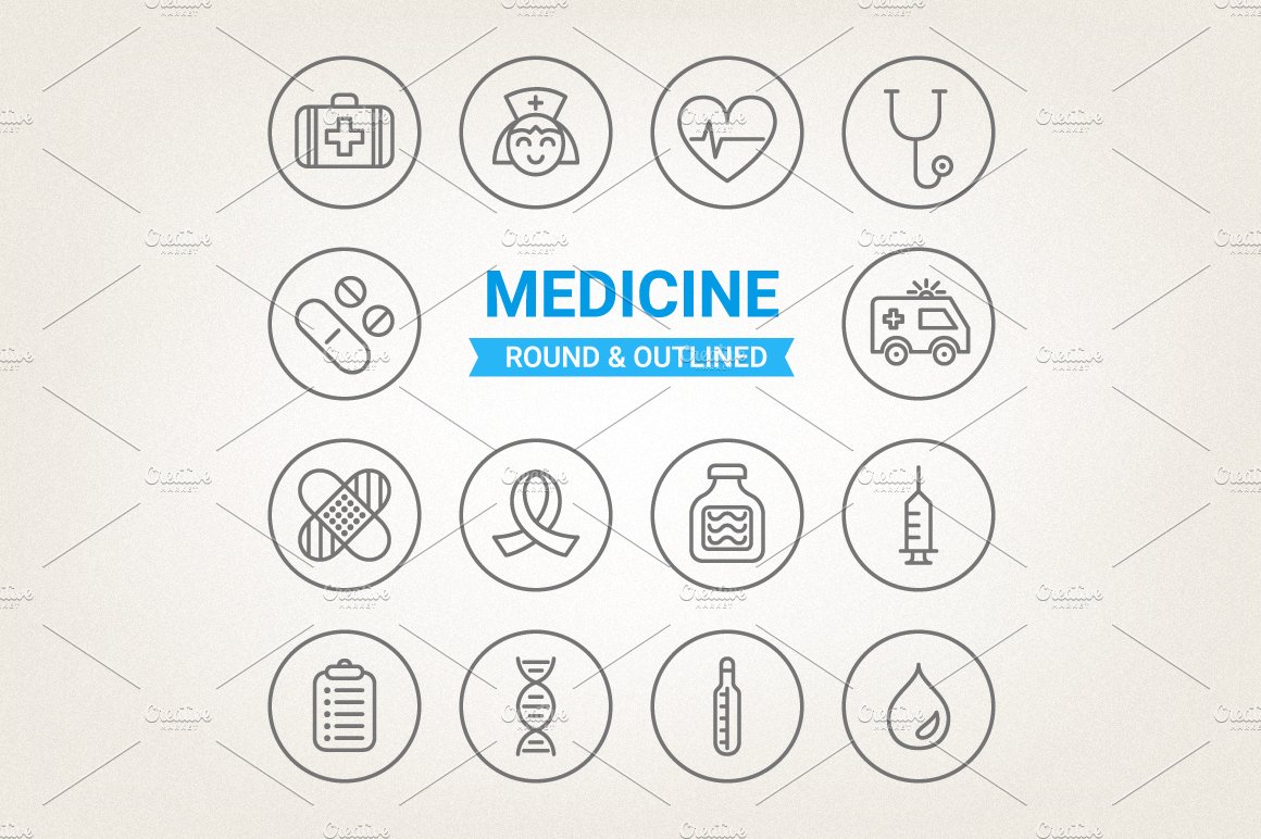 Circle medical icons cover image.