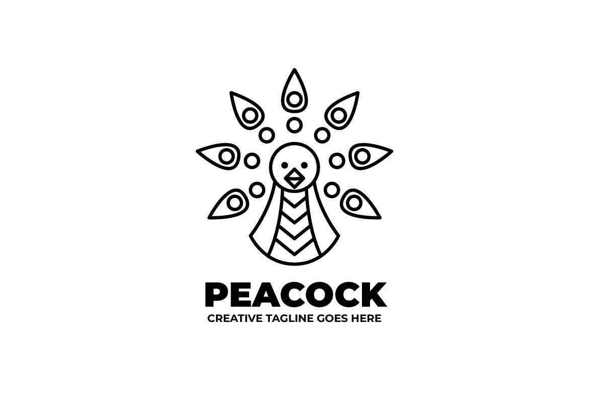 Peacock Monoline Logo Template cover image.