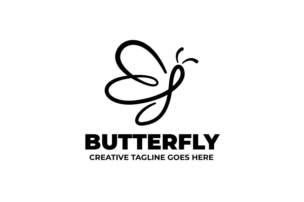 Butterfly Monoline Logo Template cover image.