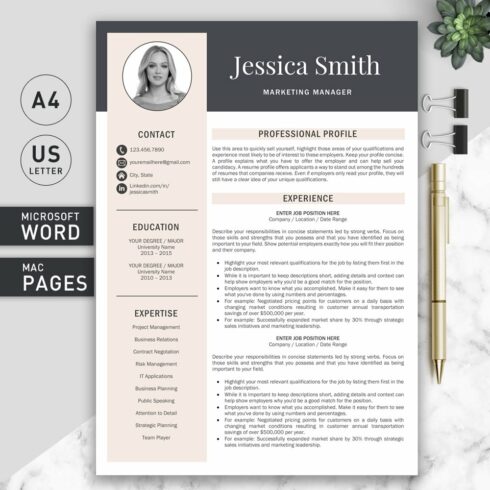 Resume Template with Photo / CV cover image.