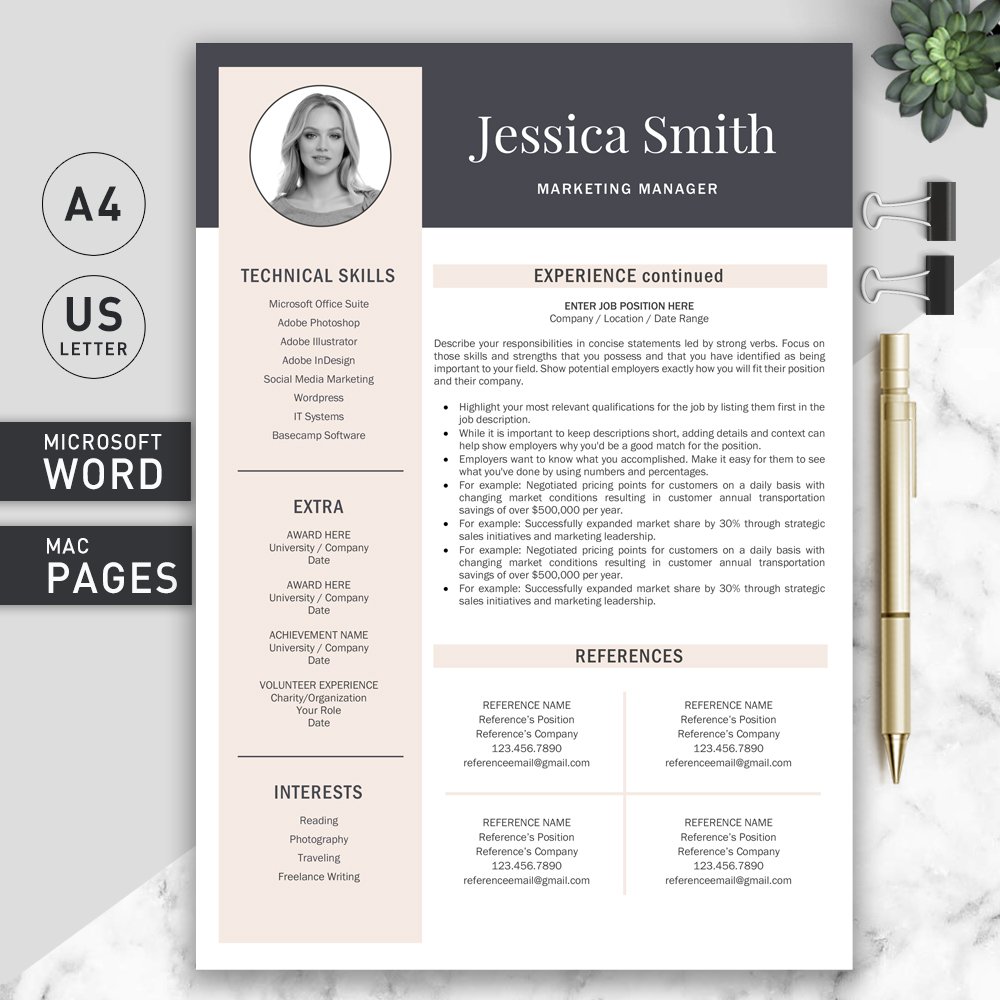Resume Template with Photo / CV preview image.