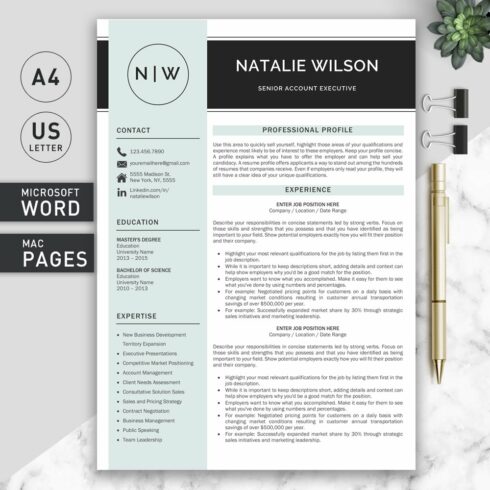2 Page Resume Template | CV Template cover image.