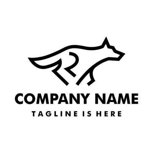 running wolf monoline outline logo cover image.