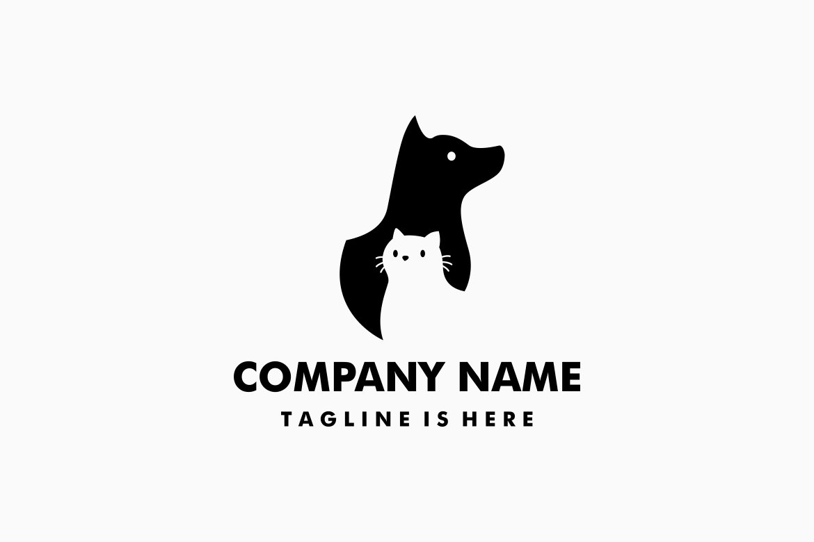 dog cat negative space logo cover image.