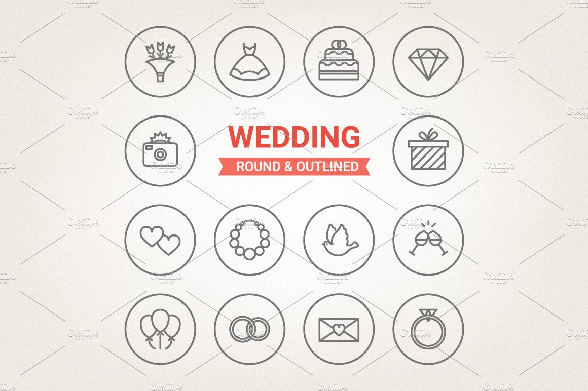 Circle wedding icons cover image.