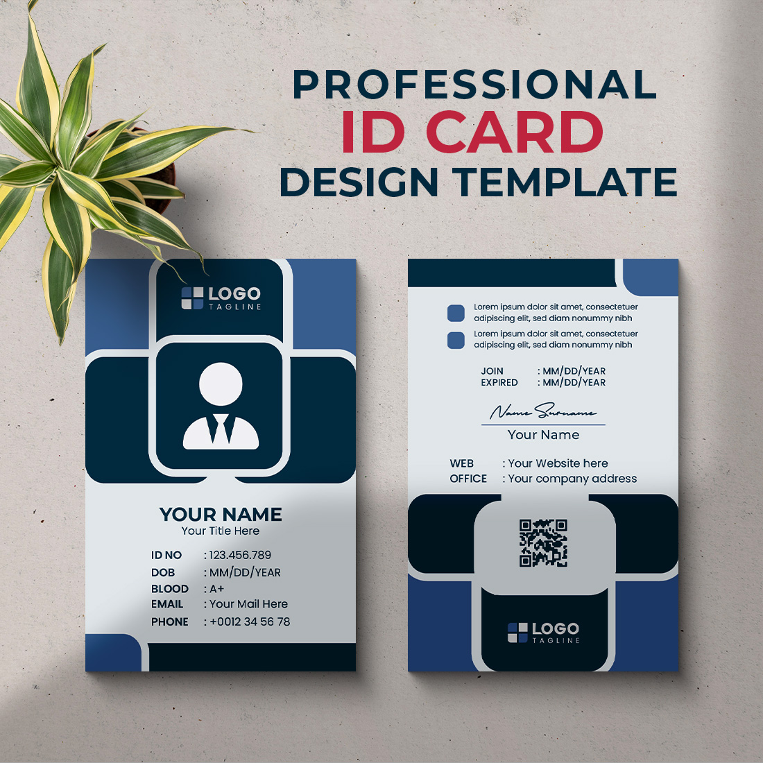 Professional Creative Modern Unique Id Card Design Template cover image.