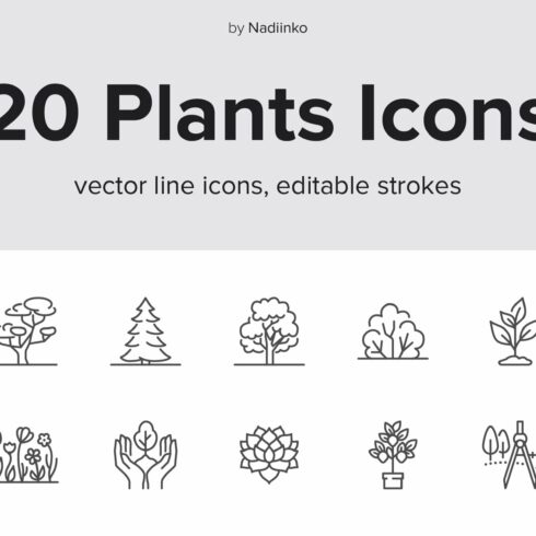 Plants Line Icons cover image.