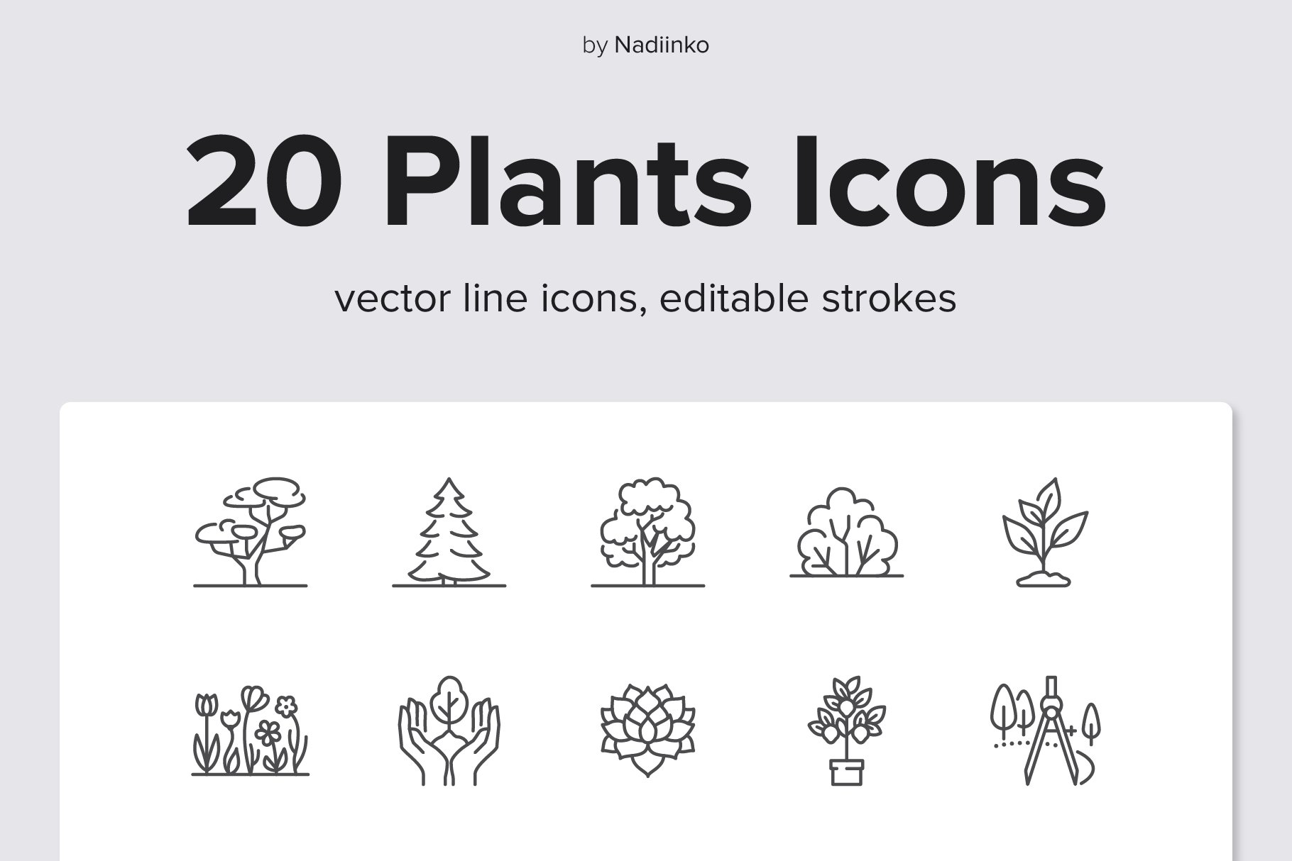 Plants Line Icons cover image.