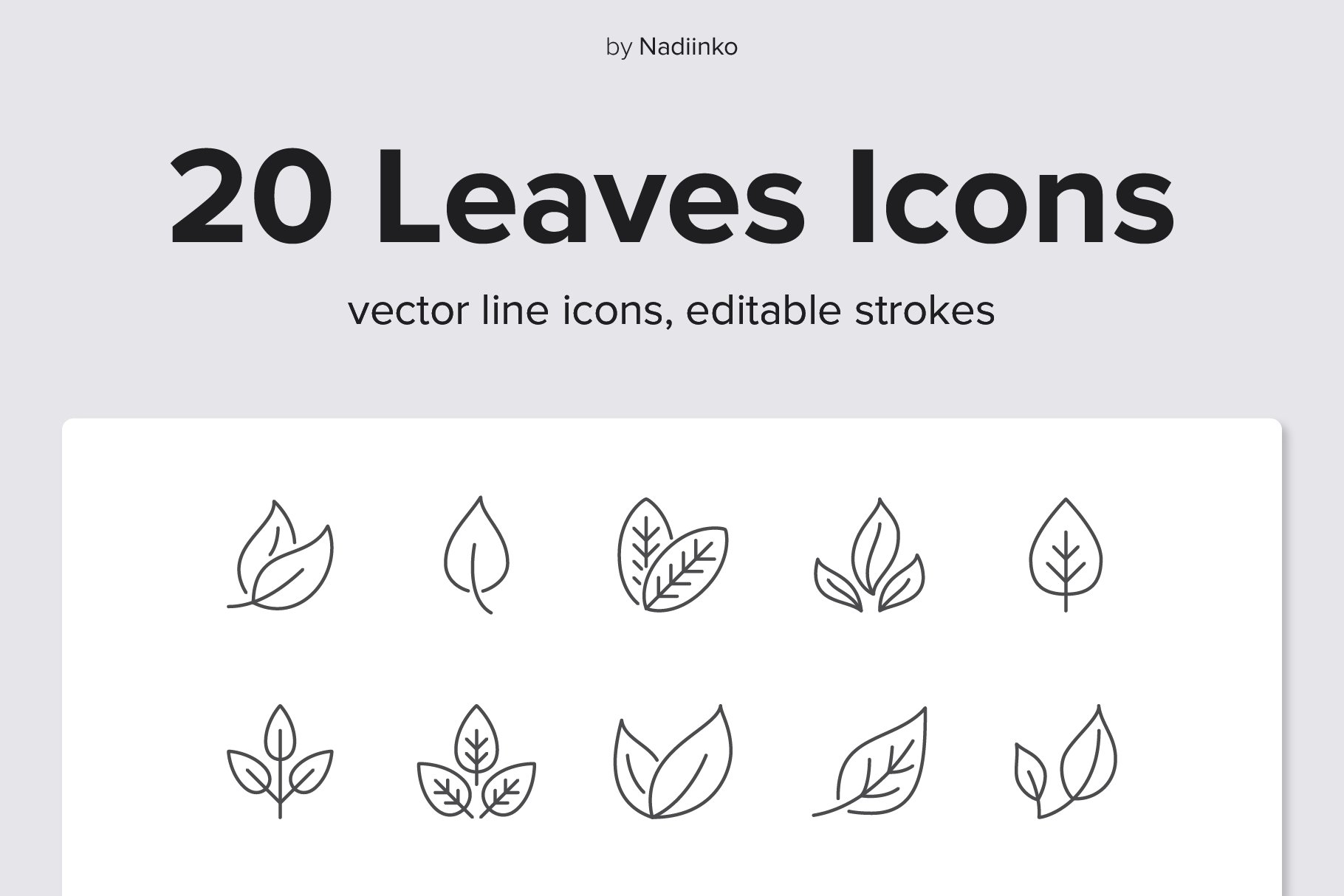 Leaves Line Icons cover image.