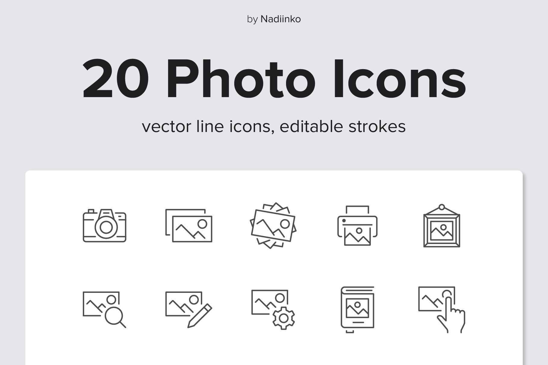 Photo Line Icons cover image.