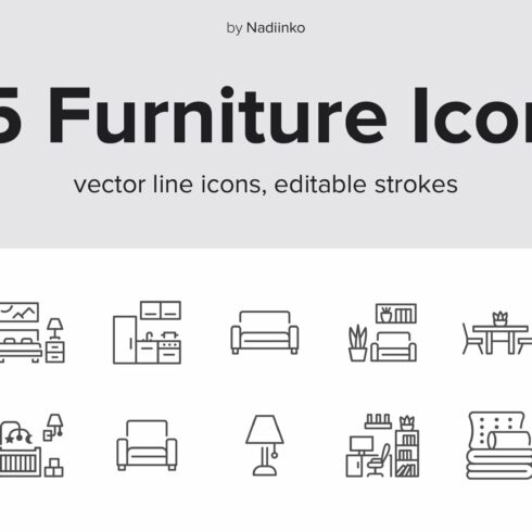 Furniture Line Icons cover image.