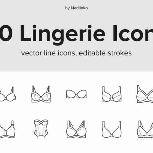 Lingerie Line Icons cover image.
