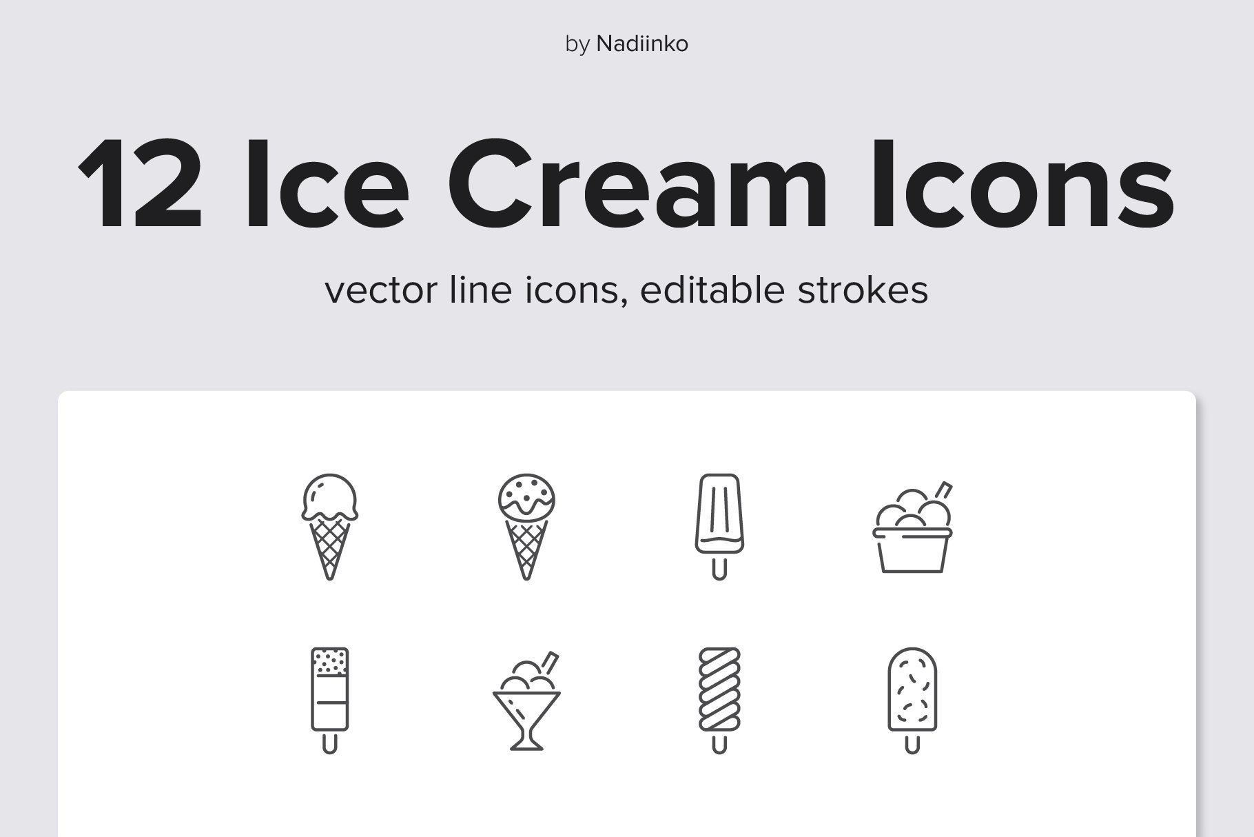 Ice Cream Line Icons cover image.