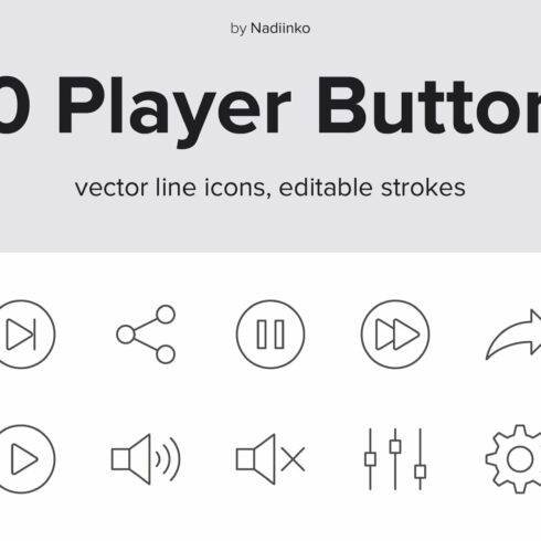 Player Buttons Line Icons cover image.