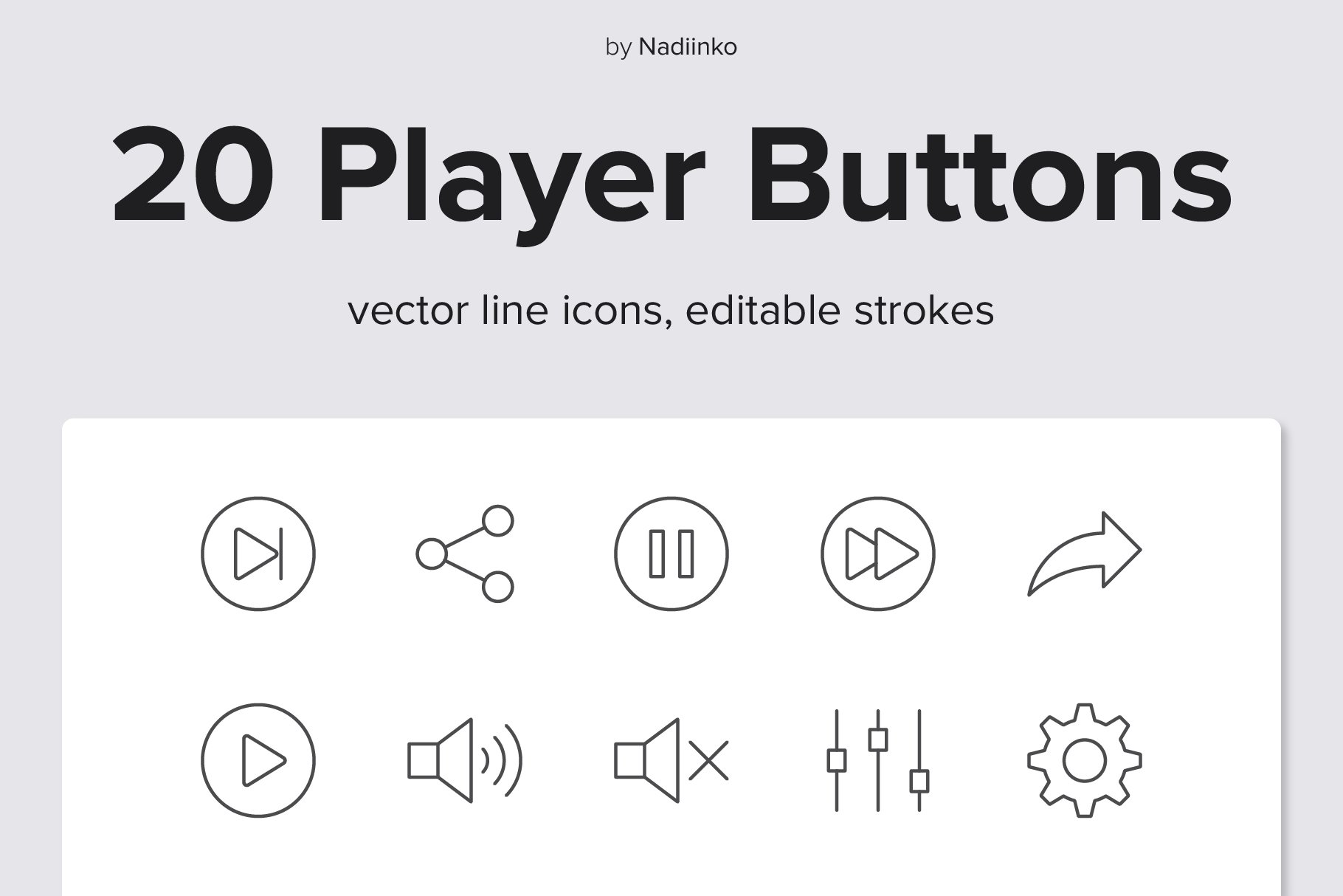Player Buttons Line Icons cover image.