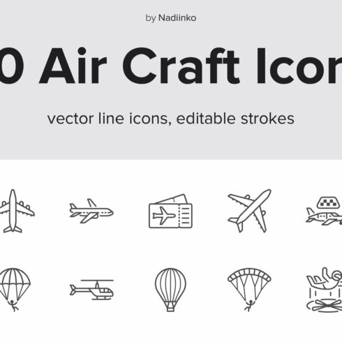 Plane Line Icons cover image.