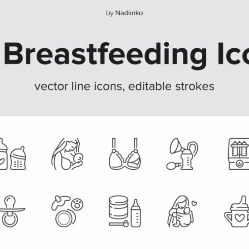 Breastfeeding Line Icons cover image.