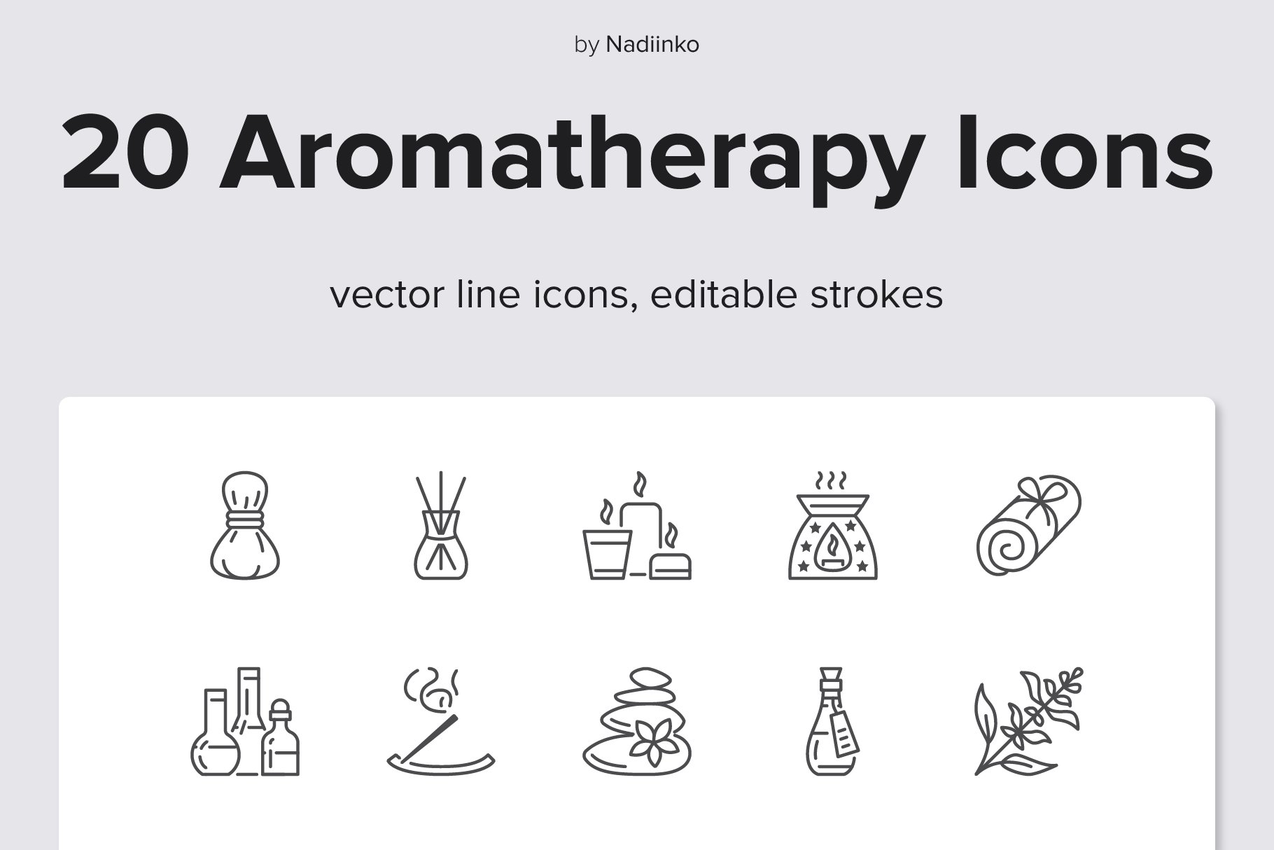 Aromatherapy Line Icons cover image.