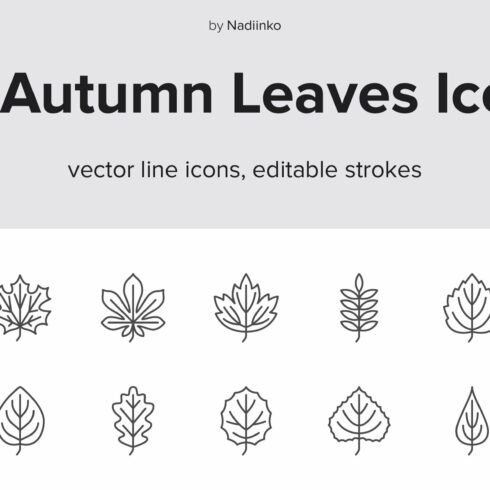 Leaves Line Icons cover image.