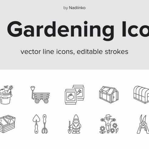 Gardening Line Icons cover image.
