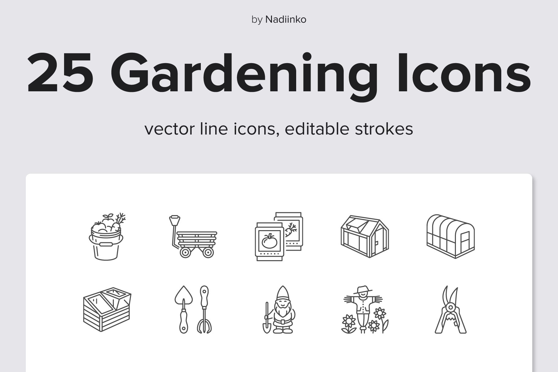 Gardening Line Icons cover image.