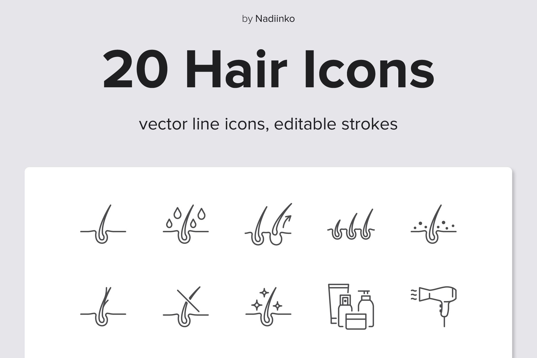 Hair Shampoo Line Icons cover image.