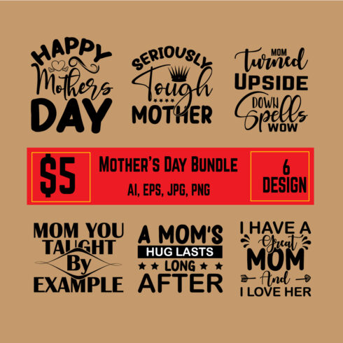 6 Mother's Day T-shirt Design cover image.