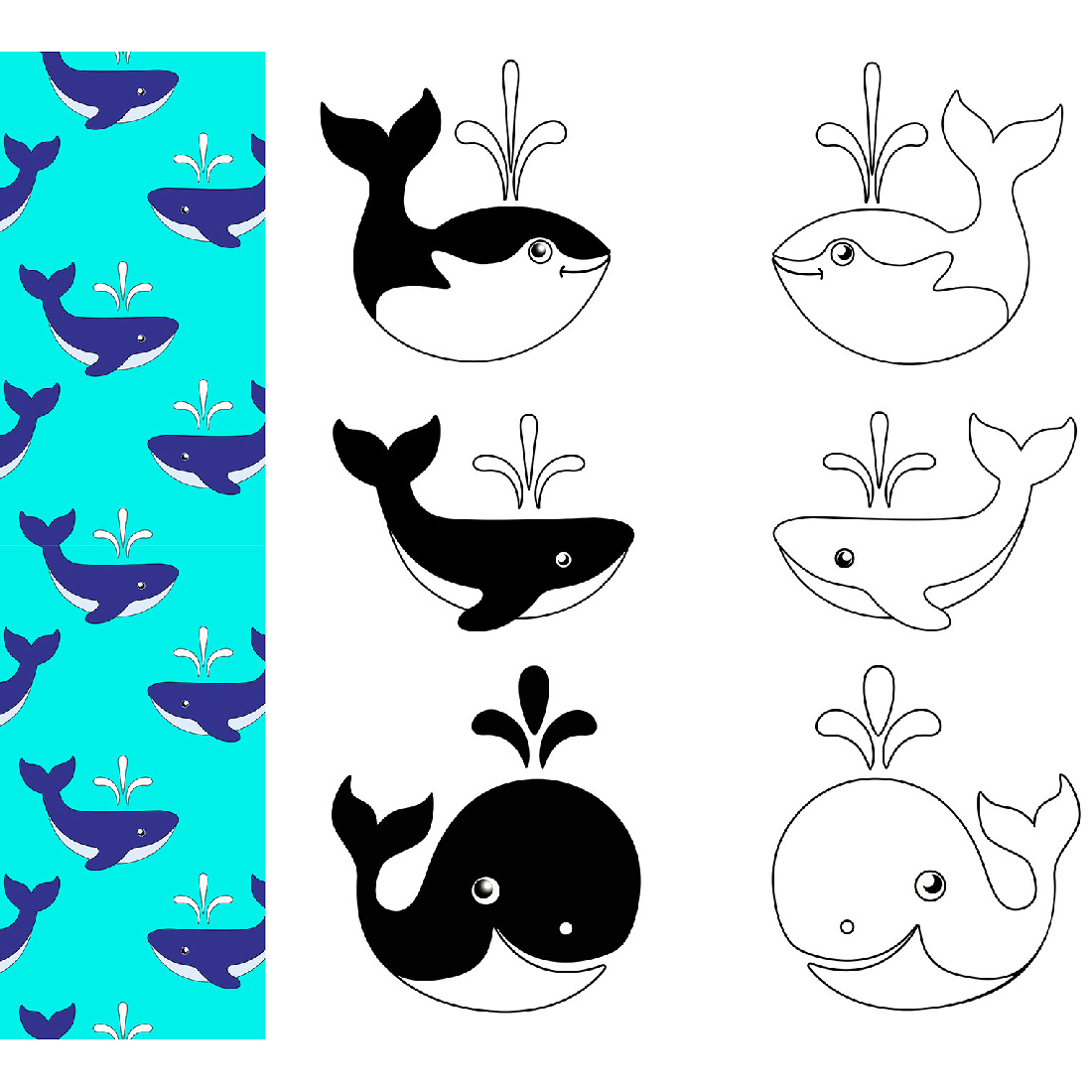 Three Cute Whales preview image.