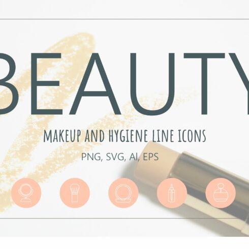 Beauty - Makeup & Hygiene line icons cover image.