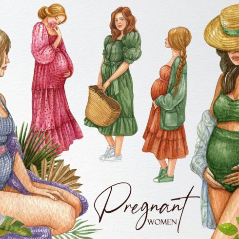 Watercolor fashion pregnancy woman cover image.
