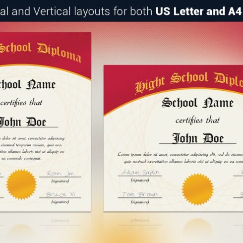 Hight School Diploma Template cover image.