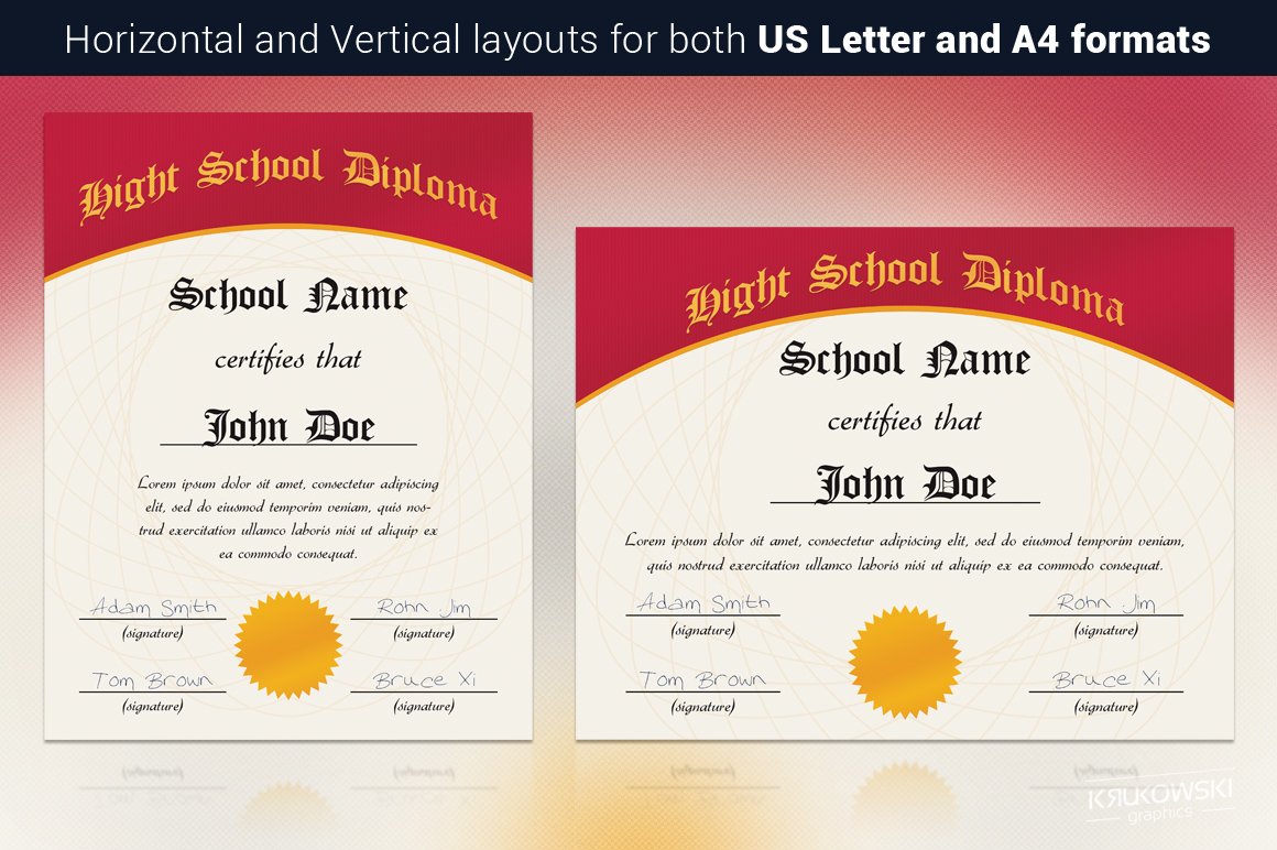 Hight School Diploma Template cover image.